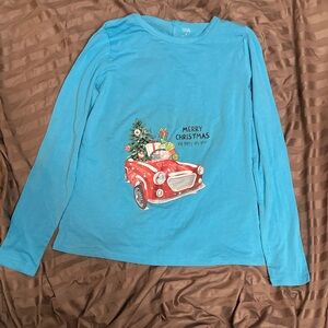 a.n.a Blue Kids Christmas Shirt with Red Car Design